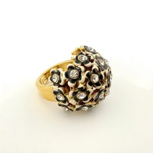 J. Crew Gold and Black Floral Ring